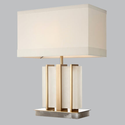 White Alabaster & Antique Brass Table Lamp