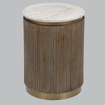Naguro White Marble Top Antique Brass Side Table