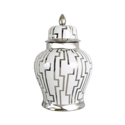 Naguro White & Silver Urn Pot Ginger Jar – Elegant Décor